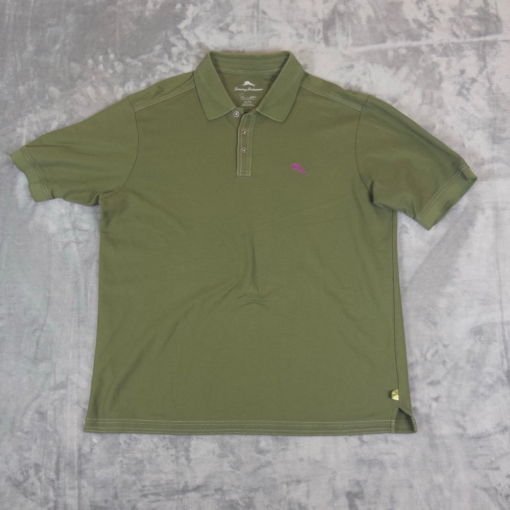 Tommy Bahama Polo Shirt Mens XL Green Supima Cotton Short Sleeve Marlin Logo